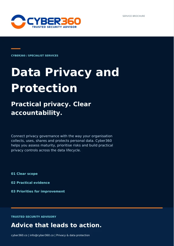 Cyber360 Data Privacy & Protection brochure cover