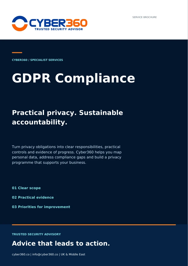 Cyber360 GDPR Compliance brochure cover