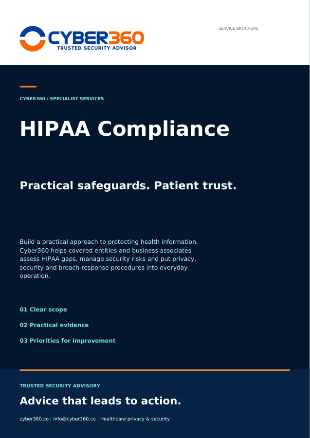 Cyber360 HIPAA Compliance brochure cover