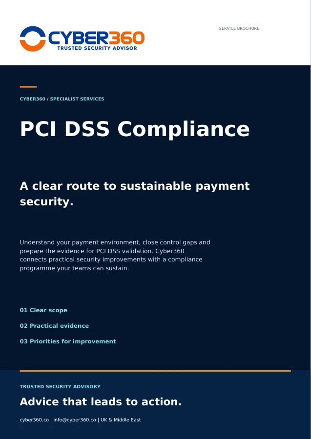 Cyber360 PCI DSS Compliance brochure cover